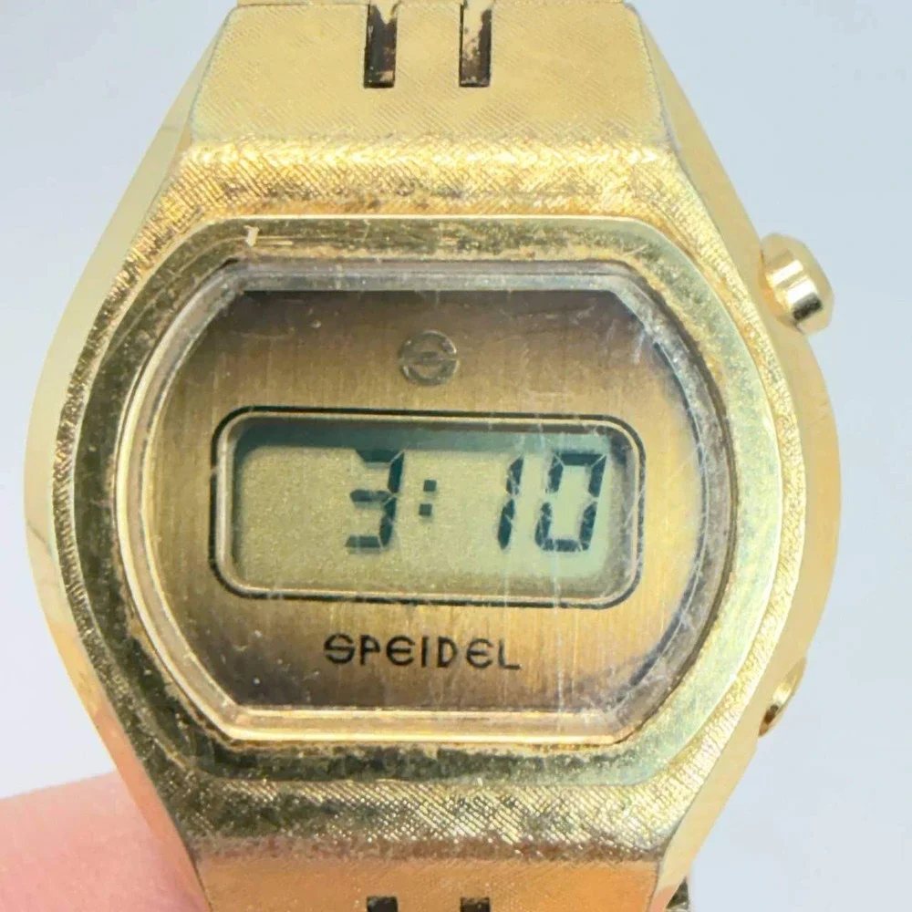Vintage Speidel Digital Watch Gold Tone 621762 Water Resistant Japan Movt